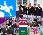 Podio squadra equestre salto, Regno Unito, Paesi Bassi e Arabia Saudita - Londra 2012-