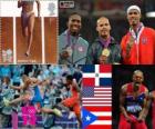 Podio atletica 400 m ostacoli uomini, Felix Sanchez (Repubblica Dominicana), Michael Tinsley (Stati Uniti) e Javier Culson (Puerto Rico), Londra 2012