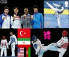 Podio Taekwondo - 68 kg maschile, Servet Tazegul (Turchia), Mohammad Bagheri Motamed (Iran), Terrence Jennings (Stati Uniti) e Mino Nikpai (Afghanistan), Londra 2012