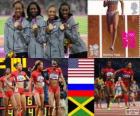 Podio atletica 4 x 400 m femminile, Stati Uniti, Russia e Giamaica, Londra 2012