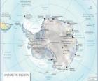 Mappa dell'Antartide. Il polo sud è sul continente antartico