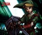 Link con la spada e scudo nelle avventure di The Legend of Zelda videogioco