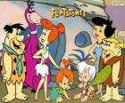 Le famiglie di Fred Flintstone e Barney Rubble, protagonisti delle avventure d'I Flintstones