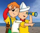 Caillou e Leo nel gioco degli pirati e alla ricerca del tesoro con la mappa