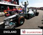 Nico Rosberg celebra la sua vittoria nel Gran Premio di Gran Bretagna 2013