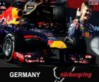 Sebastian Vettel festeggia la vittoria nel Gran Premio di Germania 2013