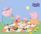 Peppa Pig e la sua famiglia fanno un picnic