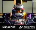 Sebastian Vettel festeggia la vittoria nel Grand Prix di Singapore 2013
