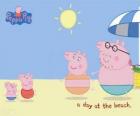 Peppa Pig con la sua famiglia sulla spiaggia