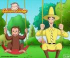George la scimmia con il suo amico Ted, l'uomo in cappello giallo