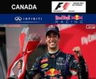 Daniel Ricciardo celebra la sua vittoria nel Gran Premio del Canada 2014