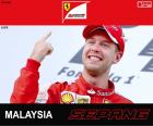 Sebastian Vettel festeggia la vittoria nel Gran Premio di Malaysia 2015