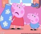 Peppa Pig quasi rompe un vaso blu, prima l'occhio vigile di George Pig