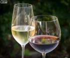 Bicchiere di vino bianco e rosso