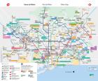 Mappa della metropolitana di Barcellona, 184 stazioni, 11 linee con una lunghezza di più di 145 km