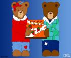Due orsi con una torta di compleanno per rappresentare la lettera H