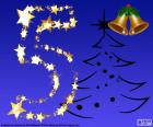 Immagine del numero 5 con uno sfondo di Natale blu