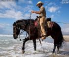 Cowboy in riva al mare