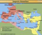 Mappa dell'impero bizantino nel Medioevo. L'Impero Bizantino consisteva di tutti i territori orientali che appartenevano all'Impero Romano