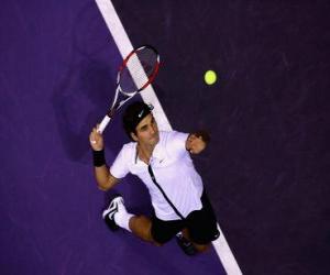 Rompicapo di Roger Federer pronto a colpire il servizio