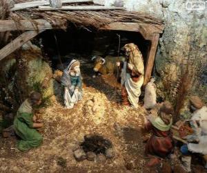 Rompicapo di Scena della Natività di Gesù in una stalla vicino a Betlemme