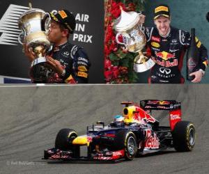 Rompicapo di Sebastian Vettel celebra la vittoria nel Gran Premio del Bahrain (2012)