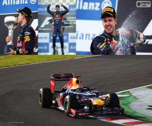 Rompicapo di Sebastian Vettel festeggia la vittoria del Grand Prix del Giappone 2012