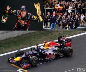 Rompicapo di Sebastian Vettel festeggia la vittoria nel Gran Premio di Corea del sud 2012