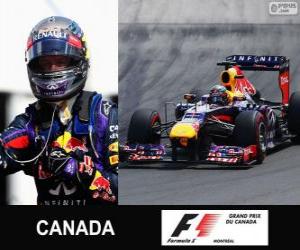 Rompicapo di Sebastian Vettel festeggia la vittoria nel Grand Prix del Canada 2013