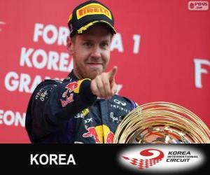 Rompicapo di Sebastian Vettel festeggia la vittoria nel Gran Premio di Corea 2013