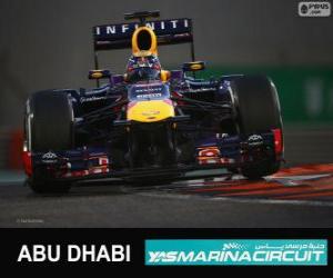 Rompicapo di Sebastian Vettel festeggia la vittoria nel Gran Premio di Abu Dhabi 2013
