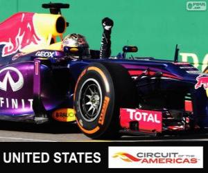 Rompicapo di Sebastian Vettel festeggia la vittoria nel Gran Premio di Stati Uniti 2013