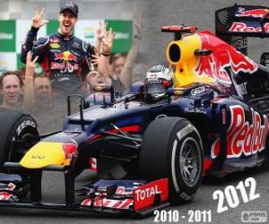 Rompicapo di Sebastian Vettel, Formula 1 Campione del Mondo 2012 con la Red Bull Racing, è il più giovane campione di tre-tempo
