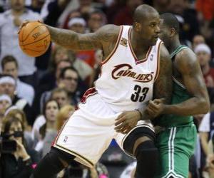 Rompicapo di Shaquille O neal giocando un gioco di basketball