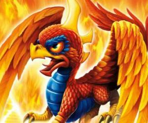 Rompicapo di Skylander Sunburn, un drago alato. Fuoco Skylanders