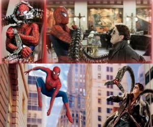 Rompicapo di Spiderman lotta contro il malvagio Dottor Octopus, uno dei suoi più grandi nemici