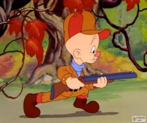 Rompicapo di Taddeo, Elmer Fudd in inglese, il cacciatore che cerca di dare la caccia Bugs Bunny