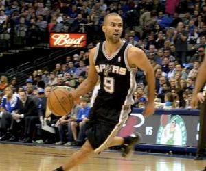 Rompicapo di Tony Parker giocando un gioco di basketball