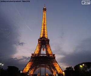 Rompicapo di Torre Eiffel di notte